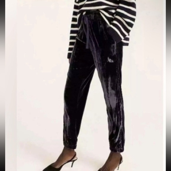 J. Crew Purple Plum Velvet Velour Jogger Sweatpants 8 M - Picture 1 of 6